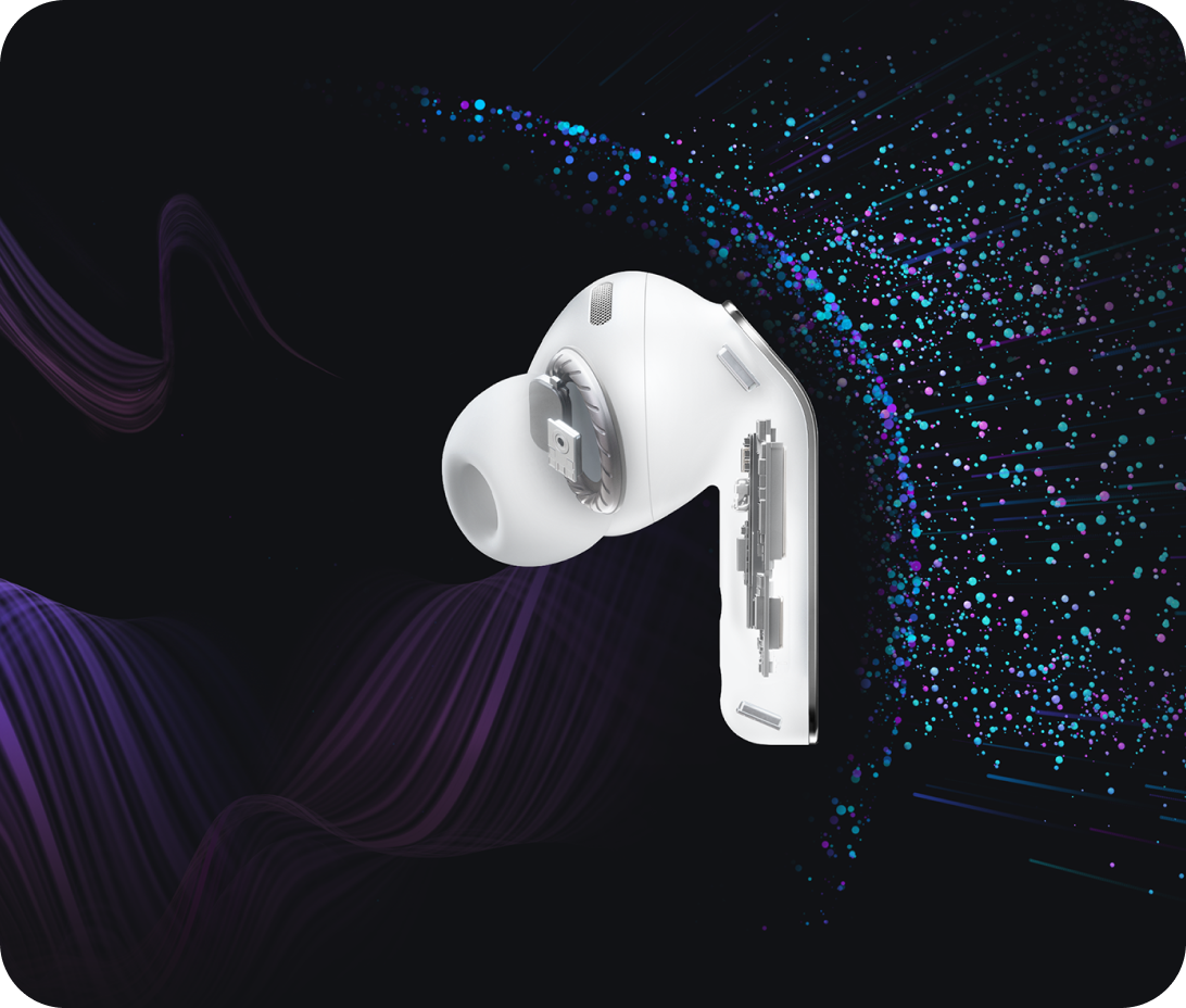 An image of ear buds in amdist of waves